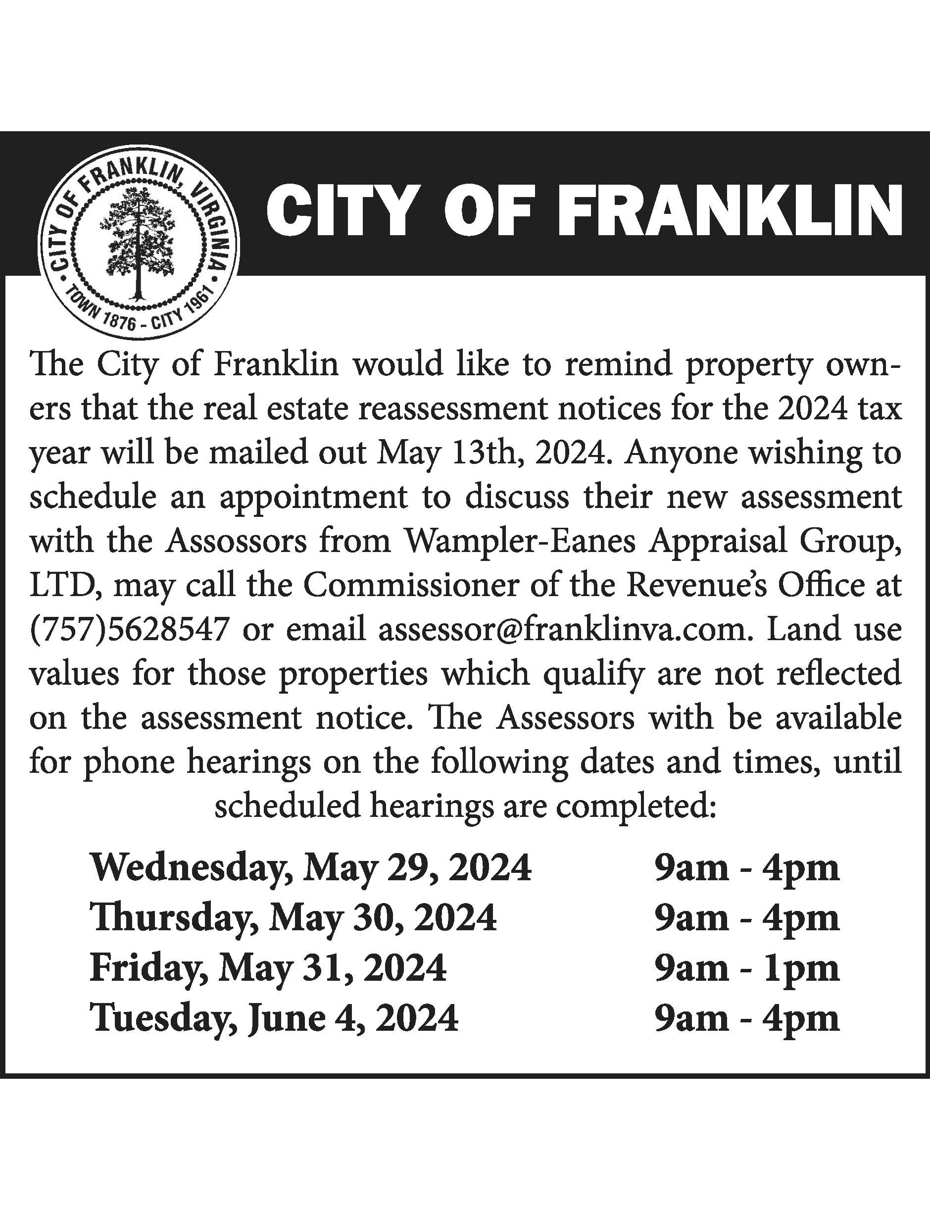 City of Franklin Real Estate Notices